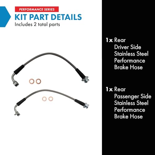 Image of TRQ Rear Brake Hose Set Compatible with 2003-2007 INFINITI G35 2003-2008 Nissan 350Z