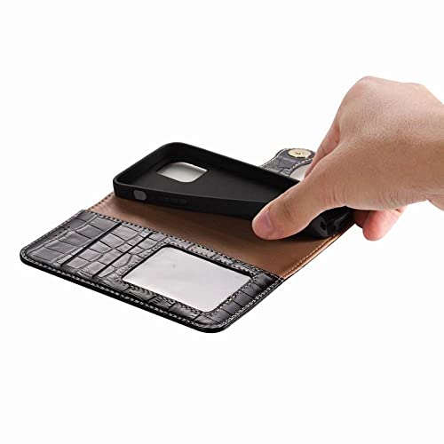 Étui portefeuille en cuir véritable noir pour iPhone 8 avec rabat magnétique