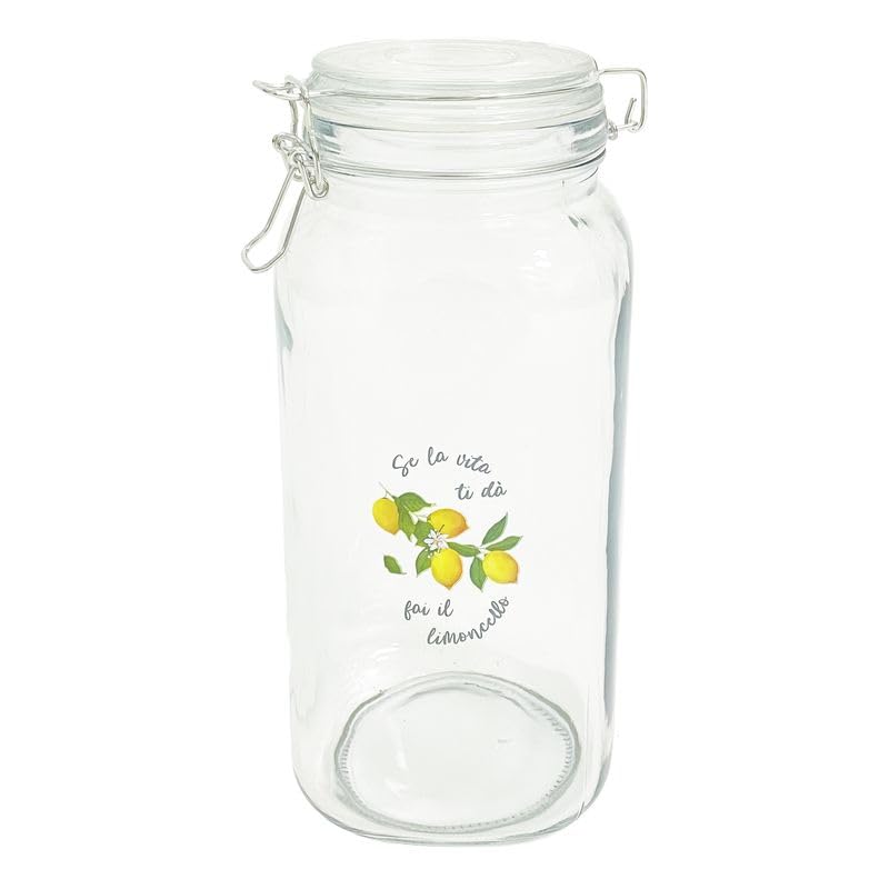 ROCKING GIFTS Bote de Cristal Transparente para Cocina con Limones Capacidad 2 1L Recipiente Hermético Accesorios de Cocina