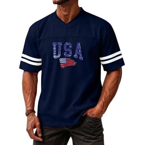 T-shirt homme col en v pour un look d'été décontracté style USA