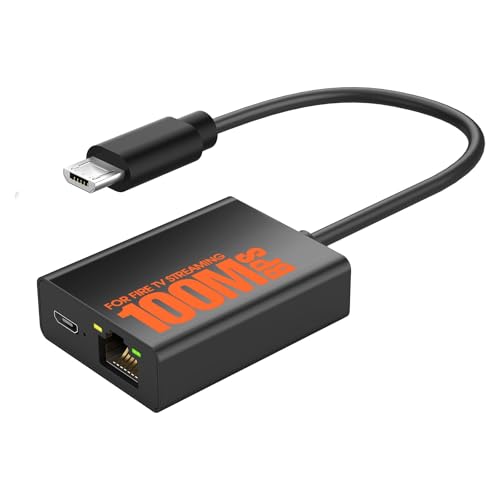 Firestick Ethernet Adapter, Micro USB to RJ45 Ethernet Adapter for Fire TV Stick Compatible with 4K Fire Stick, Amazon Streaming TV Devices and Google Home Mini (Adhesive Tape Included)