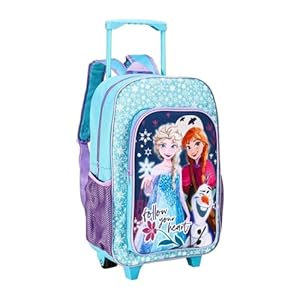 Frozen Trolley Bag Girls Kids Disney Frozen Premium Folding Trolley Hand Luggage Bag Backpack for School Travel Holidays Frozen Deluxe Trolley 41cm Foldable Frozen Trolley Carry-On Suitcase Children