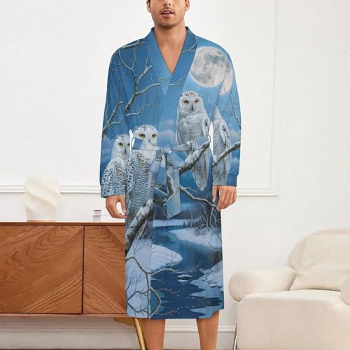 Snowy Wolf Full Moon Soft Robe Long Sleeve Bathrobes V Neck Sleepwear Spa Robes with Belt Men Woman2
