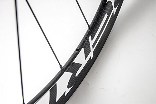 Superteam Carbon Fiber Road Bike Wheels 700C Clincher Wheelset 50Mm Matte 23 Width (White Decal) #TOP4