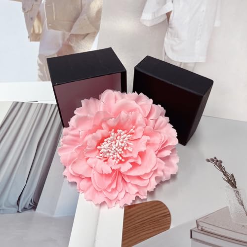 Image of Peony Fabric Flower Brooches Oversize Lapel Pins Extra Big Brooch Delicate Dancing Party Prom Wedding Charm Banquet Dress Suit Guest Corsage Accessories Gifts Dancer Large Hairpin Clip 110mm