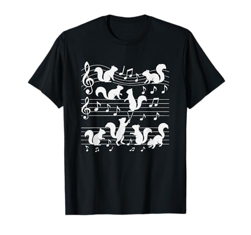 Squirrel Lovers Tee Funny music notes Camiseta