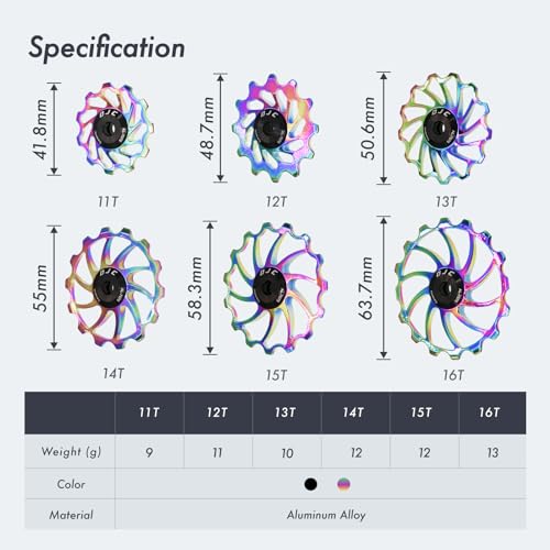 DJC Roda de rolamento de cerâmica para bicicleta, 2 peças, rolo guia 11T 12T 13T 14T 15T 16T MTB Roa
