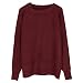 NP Pull en tricot à manches longues et col rond pour femme Couleur unie - Rouge - XS