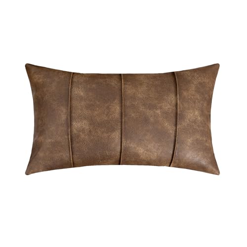 Vfuty 12x20 Lumbar Faux Leather Pillow Cover
