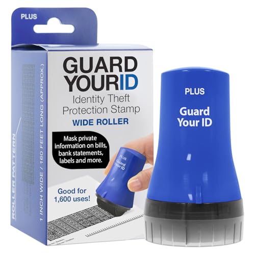 Image of Guard Your ID Wide Advanced Roller 2.0 Identity Theft Prevention Security Stamp Blue