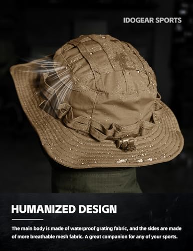 Image of IDOGEAR SPORTS Tactical Boonie Hat for Men Women Brim Sun Hat for Outdoor Activities Like Fishing, Hiking, Hunting & Camping