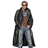 Outdoor Mil-Tec German Officer Black Leather Great Coat, Size- 44 inch