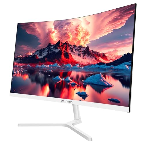 CRUA 24 Inch Curved Monitor, FHD(1920×1080p) 100HZ 99% sRGB Computer Monitors, LED Filter Blue Light 178° Wide Viewing Angle PC Monitor for Home, Office and Dormitory(HDMI, VGA)-White - Image 3