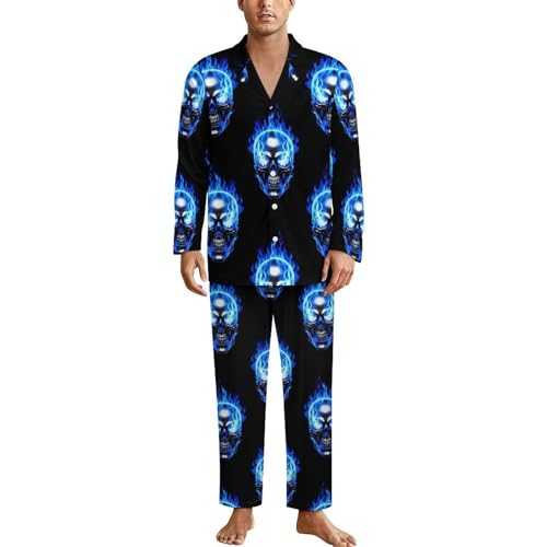 Mens Pajama Set, Soft Long Sleeve Pajamas, Lightweight Button Down Sleepwear Lounge Pjs Set