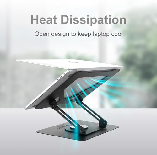Image of iVOOMi ANTA Laptop Stand for Desk with Cooling Vent, Adjustable 360 Rotating Metal Laptop Stand, Foldable Laptop Riser for 10-19 Inch Laptops