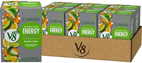 V8 +SPARKLING ENERGY Lemon Lime Energy Drink, Made with Real Vegetable and Fruit Juices, 11.5 FL OZ Can (6 Packs of 4)
