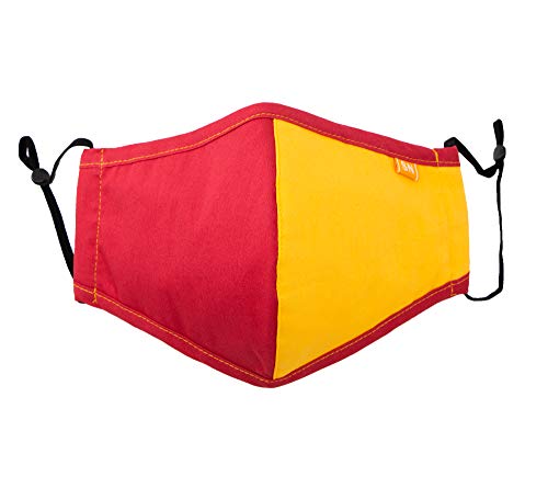 Spring Notion Reusable Washable Team Color Blocks Cotton Cloth Face Mask for Adults and Kids Gold Burgundy M
