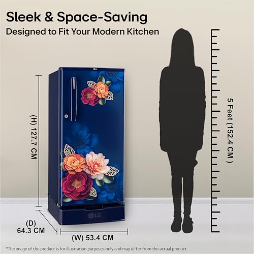 Image of LG 185 L, 2 Star, Direct Cool Single Door Refrigerator (GLD1925XOBK, Blue Klase, Base stand with Drawer, Fit Max Chiller Tray, Works Without Stabilizer, 2026 Model)