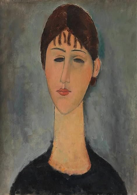XZSFD NBGEA Amedeo Modigliani Póster Impresiones en color Cuadro abstracto de arte de pared《Mujer de pelo castaño》Amedeo Modigliani Cuadro en lienzo para decoración del hogar 50x80cm Sin marco