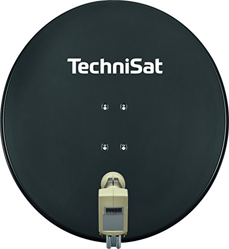 SATMAN 850 PLUS - Satellitenschüssel für 4 Teilnehmer (85 cm Sat Spiegel mit Masthalterung und 40mm Universal-Quattro-Switch-LNB) grau