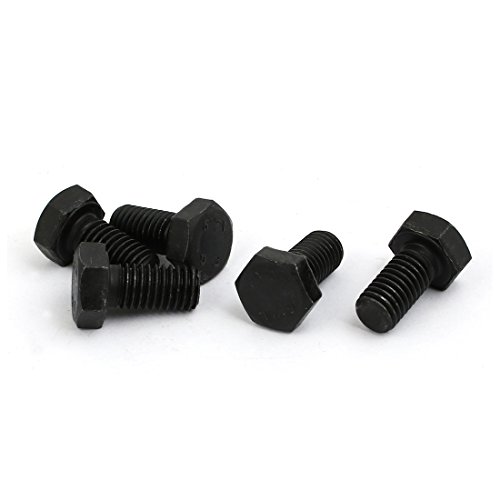 Image of uxcell 5pcs M8x16mm Thread 12.9 Grade External Hex Head Left Hand Screw Bolt Black