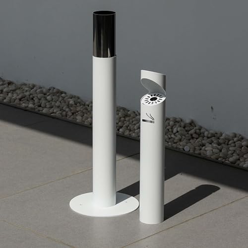 Cendrier vertical en acier inoxydable noir mat haute résistance pour terrasse