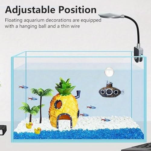 Image of JIANWEI Floating Fish Tank Decoration, Cute Retro Submarine Aquarium Decoration with Float Balls Resinous Fish Tank Accessorie Perfect for Fish and Floating Aquarium Decor(as Shown)
