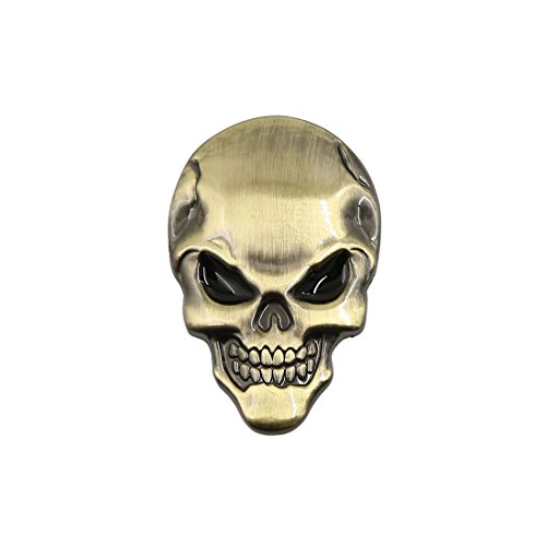sourcing map Squelette Crâne os style voiture emblème Badge Sticker 3D Décor Doré
