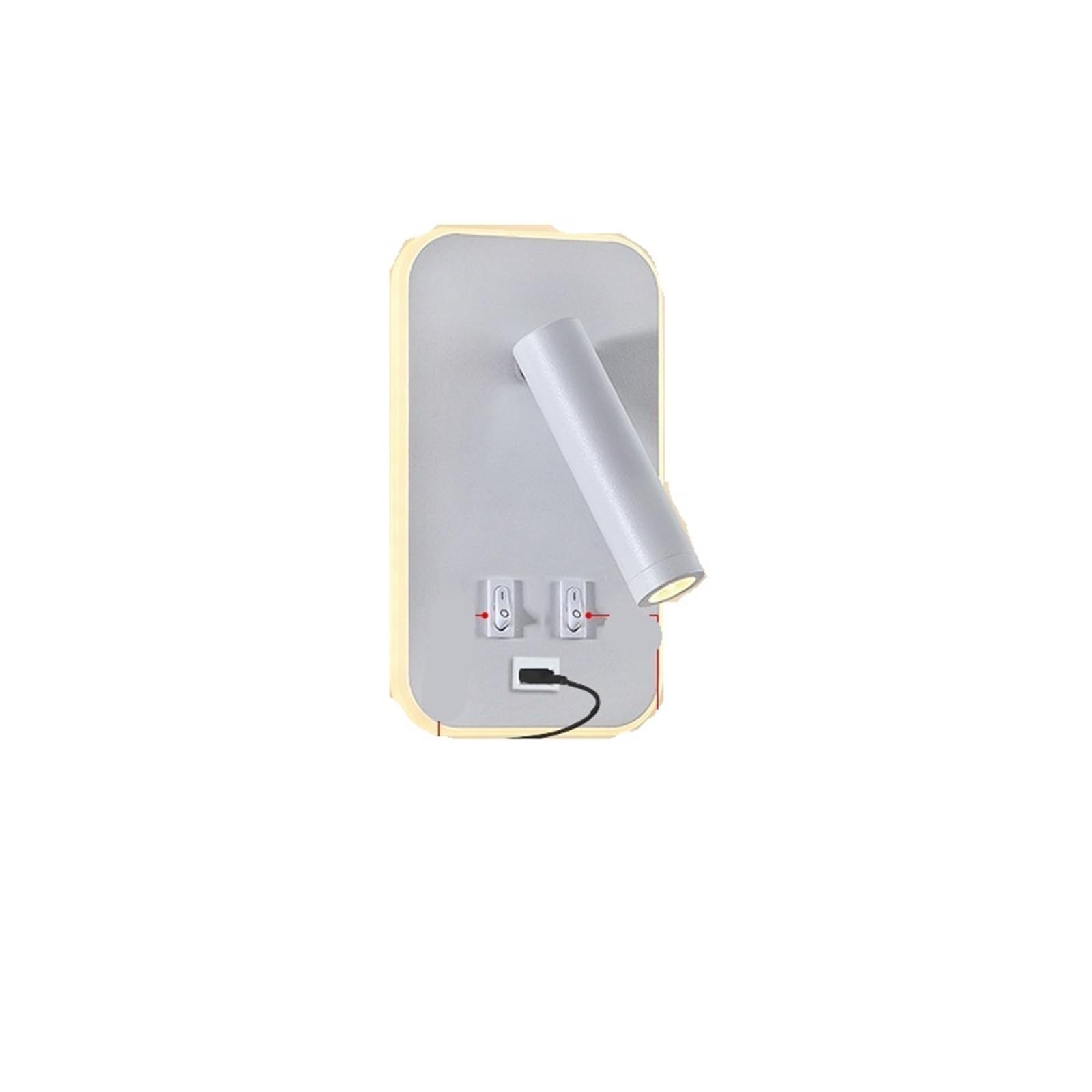 Aplique de pared LED rectangular blanco con puerto de carga USB para cabecero de dormitorio 7