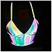 Giovacker Womens Girls Metallic Reflective Crop Tops Festival Rave Dance Outfits Club Tank Vest