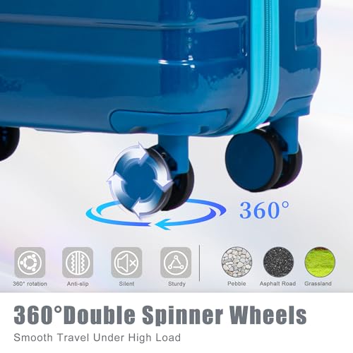 Image of 3 Luggage Sets, ABS Hardshell Suitcase Spinner Wheels with Lock