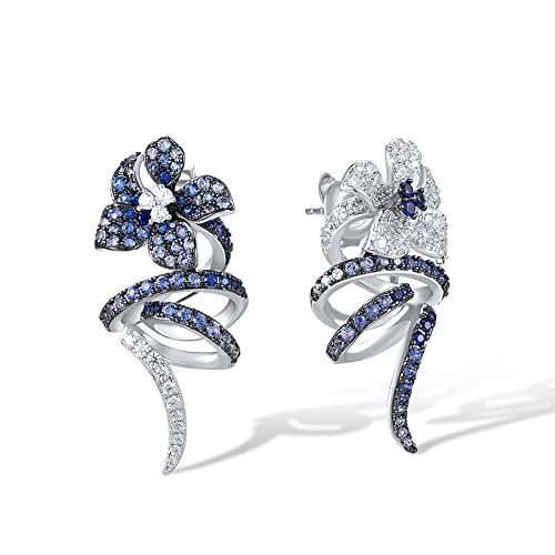 Santuzza 925 Sterling Silver Gemstone Fancy Dangling Stud Earrings for Women