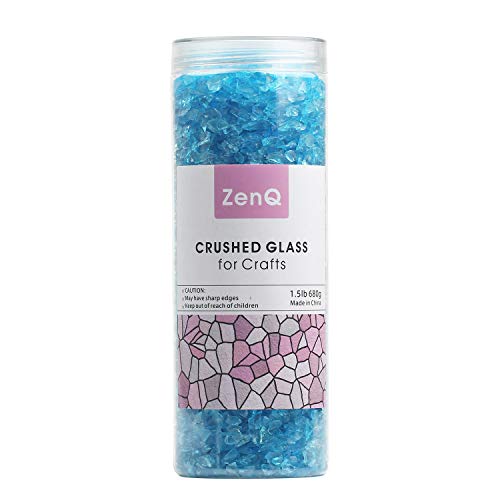 ZenQ Crushed Glass for Crafts, Resin Art. Sea Blue, 1.5 lbs - Image 3