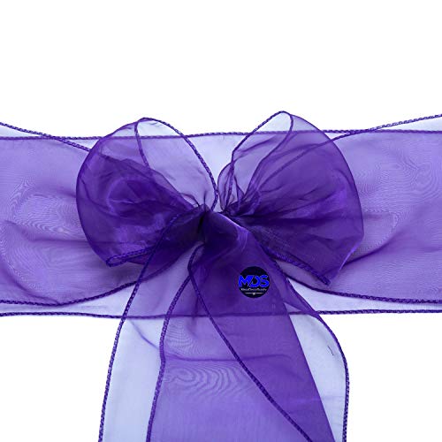 Mds Pack Of 100 Organza Chair Sashes Bow Sash For Wedding And Events Supplies Party Decoration Chair Cover Sash -Purple #TOP3