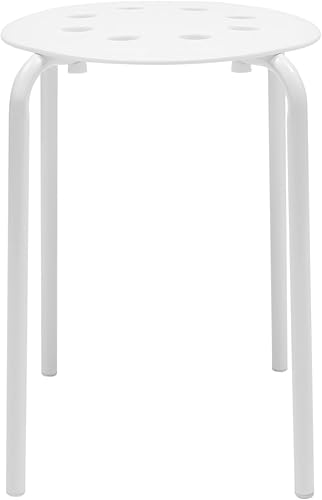 Miniatura 9 de 10Pcs Stacking Stools Set, 17.7inch Portable Plastic Stackable Decoration Stools with Metal Frame, Backless White Stool with Round Top for Kids