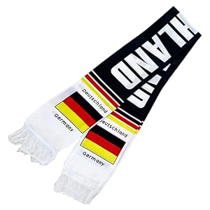 GXGM Deutschland Fanschal Fussball, Fan Schal fuer Stadion, Pub und Watch Party, Supporter Accessoire fuer Weltmeisterschaft, Europameisterschaft, Themenparty und Geschenk