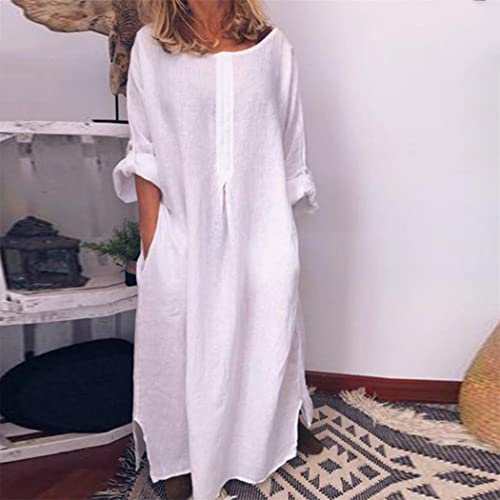 Robe longue d'été caftan jaune en coton léger oversize - 2