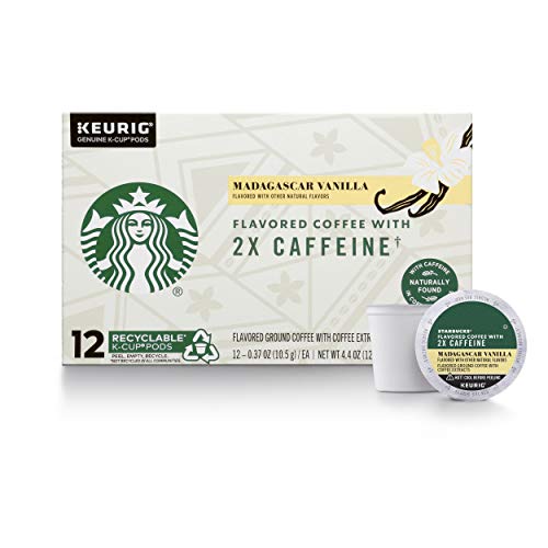 Starbucks Flavored K-Cup Coffee Pods with 2X Caffeine  Madagascar Vanilla for Keurig Brewers  4 boxes (48 pods total)