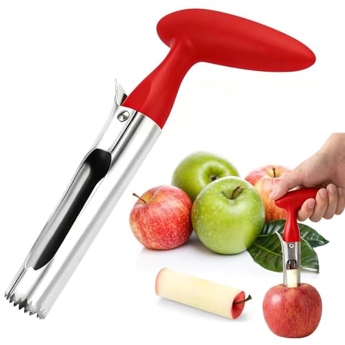 Apple Corer Remover Apple Slicer Cutter Apple Cutter with Serrated Stainless Steel Blade and Ergonomic ABS Handle Easy to Clean & Use Apple Corer and Slicer (Red)