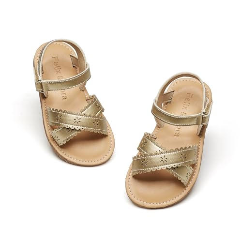 Image of Felix & Flora Toddler Girl Sandals - Little Girl Easter Dress Shoes Lightweight Open Toe Beach Holiday Flats