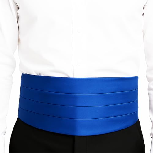 Image of TIE STUDIO Men's cummerbund, pocket square bowtie combo | micro | Superior finishing | Packaging - White Box | Size - adjustable & standard | pack of 3 |