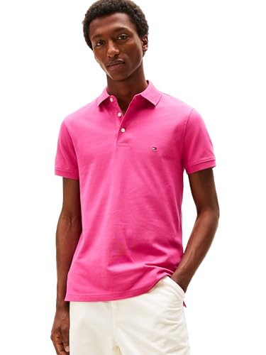 Image of Tommy Hilfiger Men's Short Sleeve Polo Shirts in Slim Fit with Stretch and Organic Pique Cotton