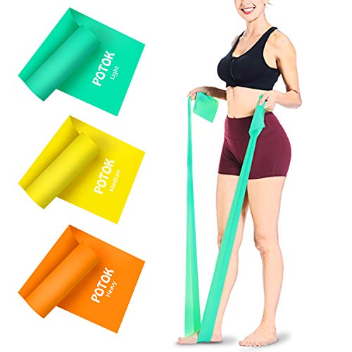 Potok Resistance Bands, 1.5 Meter Premium Quality Fitness Bands for Pilates, Yoga, Strength Training, Physiotherapy and Rehabilitation, for Men Women