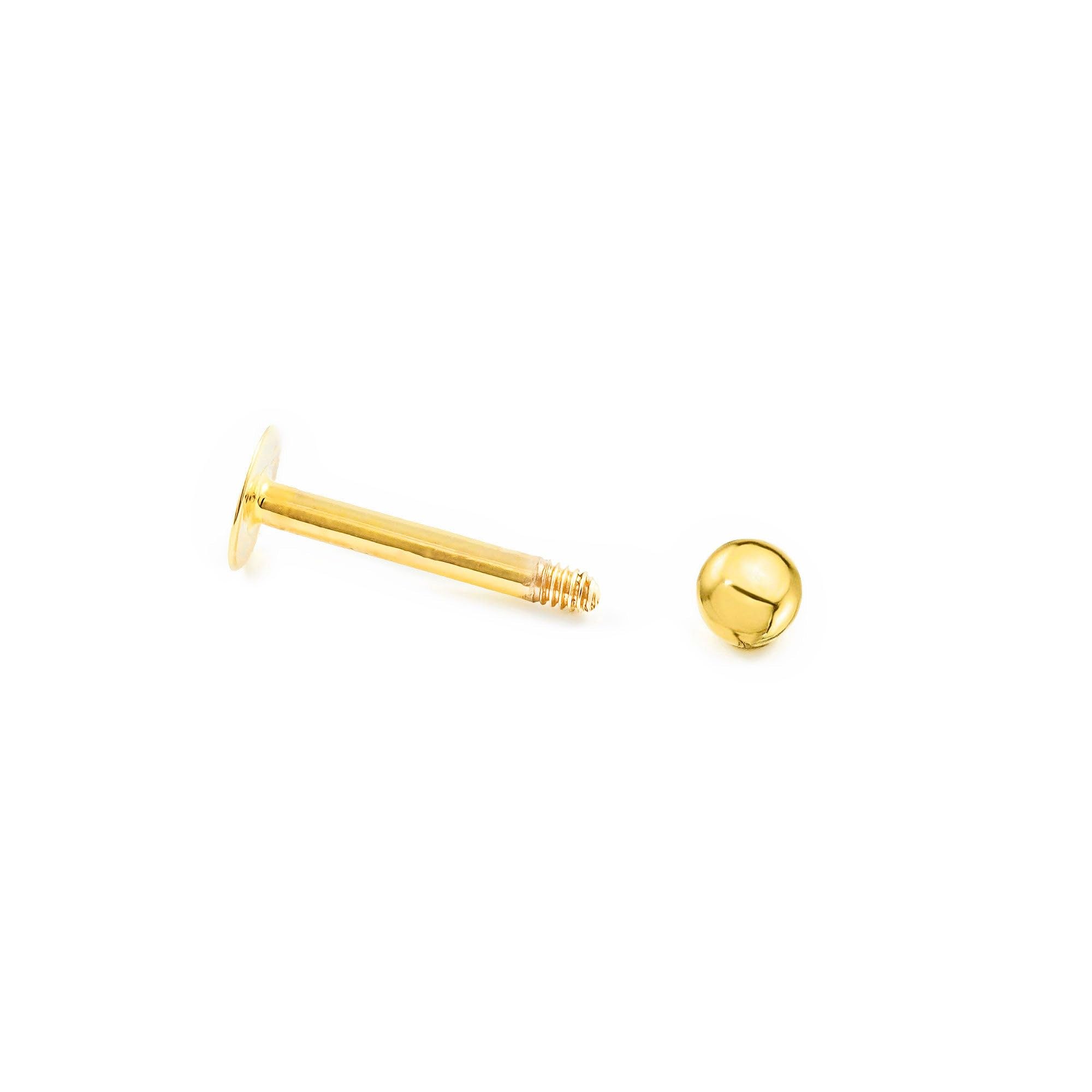 Monde Petit Piercing für Lippe Kugel 3 mm - Gelbgold 9 Karat (375) - Geschenkbox - Garantiezertifikat