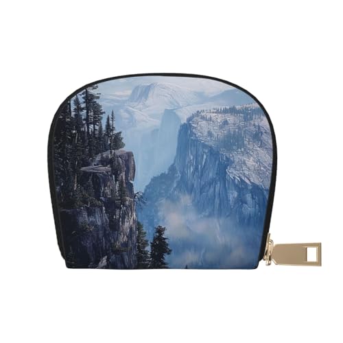 Canadian Smokey Mountain Cliff Print Card Wallet for Men Women, Cute Leather Card Holder with 12 Card Slots