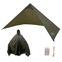 Onewind Buschcraft Ultraleichter Unterschlupf, Zelt, Notfall, Überlebensschutz, Leichter Unterschlupf-Poncho für Camping, Wandern und Rucksackreisen, OD Green