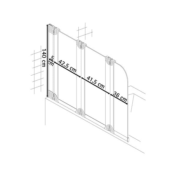 Schulte Badewannenfaltwand Komfort, 125 x 140 cm, 3 mm Sicherheitsglas (ESG) Dekor Querstreifen, Alpinweiß, Duschabtrennung für Badewanne, Duschwand mit Teilrahmung EP1654 04 72 – Bild 5