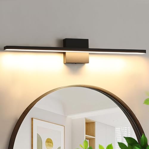 Image of Bathroom Light Fixtures Over Mirror, 32 Inch Black Bathroom Vanity Light, LED Modern Wall Sconce 3000K Bar Vanity Lights for Restroom