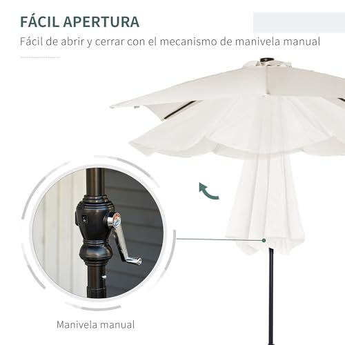 Sombrilla terraza exterior de acero con luces LED parasol rectangular inclinable de diseño 4