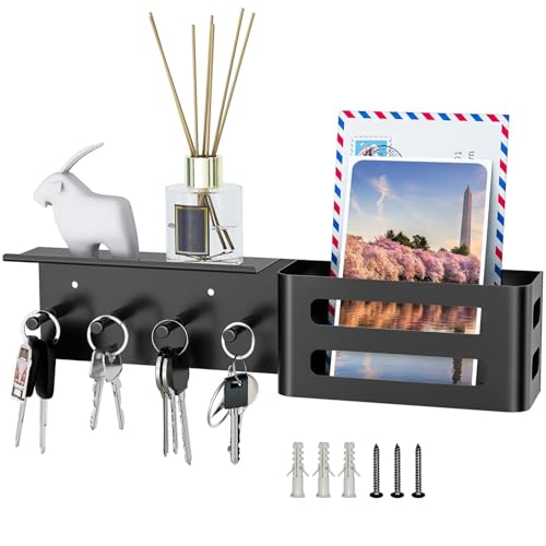 Support mural porte-clés et tablette de rangement style ferme - 2